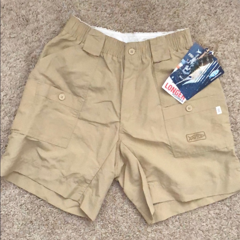 AFTCO performance fishing khaki shorts
